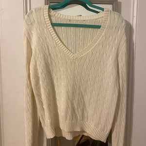 Brandy Melville Off White Cable Knit Sweater - one size
